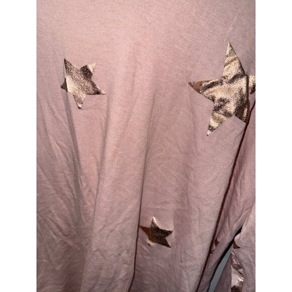 Maternity Star Print Hoodie Top Pink Metallic Accents Medium By Querenclo - Picture 5 of 8